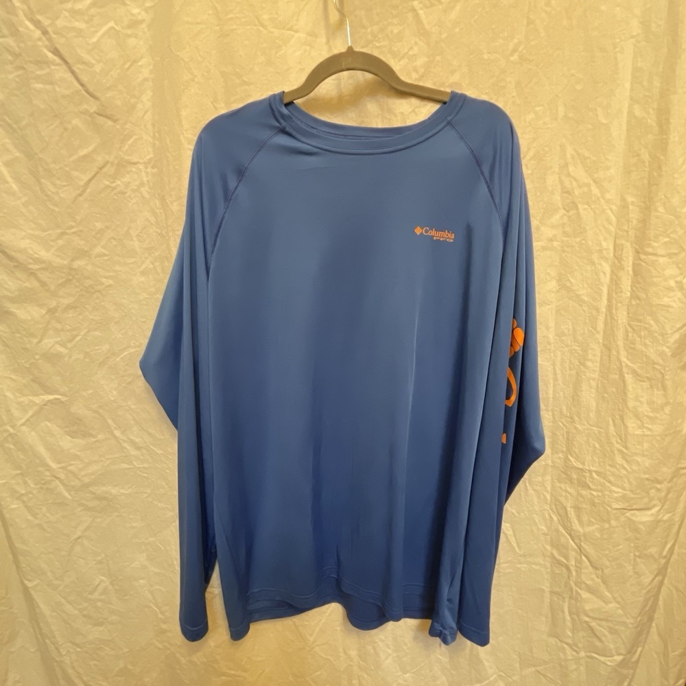 Columbia PFG Shirt Mens XL Long Sleeve Royal Blue Performance Fishing Gear Shade
